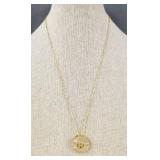 Kelmal Collection R Initial 14K Gold Plated Necklace - 18in Chain & 2in Extender - Brand New