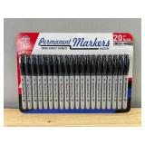 20 Pack of Permanent Black Markers - Brand New