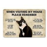 Please Remember When Visiting My House Cat Metal Wall Decor Sign, 8" x 12" - Brand New
