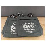 2 Teach Love Inspire Canvas 15" x 15" Green Bags - Brand New