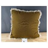 Brown Throw Pillow with Cream Embroidered Border - Brand New