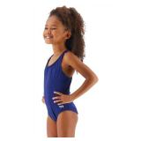 TYR Girls One Piece Bathing Suit Navy Blue Size LG 10/12 - Brand New *T