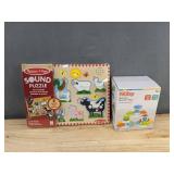 Melissa & Doug Sound Puzzle Farm Animals & Nuby Suction Spinner Toys - Brand New *T