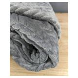 Ann Taylor Oversized Reversible Quilted Chevron Gray 60" x 70" Throw - Brand New