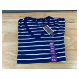 GAP Striped V-Neck Blue T-Shirt - Women