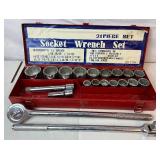21 pc Socket and Ratchet Set 3/4" Drive in Metal Case