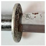 War Dragon Sword with Embossed Metal Handle and Wooden Scabbard