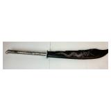 War Dragon Sword with Embossed Metal Handle and Wooden Scabbard