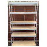 Three Metal Storage Shelving Units with Composite Board Shelves