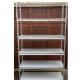 Three Metal Storage Shelving Units with Composite Board Shelves