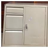 Two Metal Garage Storage Units - 3 Drawer, One Shelf Cabinets