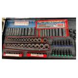 Collection of 1/2" and 3/8" Impact Sockets Set with 1/2" Bits