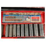 Collection of 1/2" and 3/8" Impact Sockets Set with 1/2" Bits