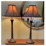 Twisted Column Candlestick Table Lamp, pair