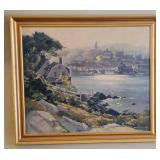 Framed Landscape Print ~ Cape Ann Harbor by Artist Ted Kautzky 