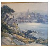 Framed Landscape Print ~ Cape Ann Harbor by Artist Ted Kautzky 