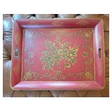 Imari Red Gold Botanical Painted Toile Butlers Tray