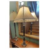 Acanthus Leaf Column Candlestick Table Lamp, pair