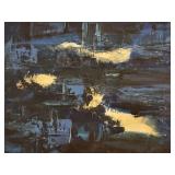 Large Abstract Modernist Mixed Media Paainting on Canvas, as