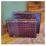 Fabulous Vintage Burgundy Gator Hide Suitcases