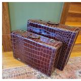 Fabulous Vintage Burgundy Gator Hide Suitcases