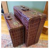 Fabulous Vintage Burgundy Gator Hide Suitcases