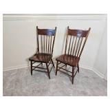 Primitive Pedestal Dining Table with Pressed Back Spindle Chairs