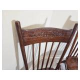 Primitive Pedestal Dining Table with Pressed Back Spindle Chairs