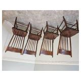 Primitive Pedestal Dining Table with Pressed Back Spindle Chairs