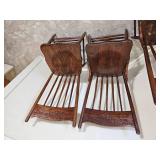 Primitive Pedestal Dining Table with Pressed Back Spindle Chairs