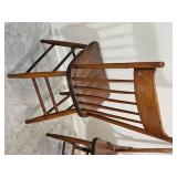 Primitive Pedestal Dining Table with Pressed Back Spindle Chairs