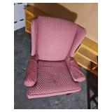 Rosebud Brocade Upholstery Wingback Armchair Pair