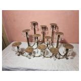 Gold Patina Candelabra with Dangle Pendants
