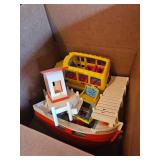 Vintage Fisher Price Play Family House and Vehicle Toy Group