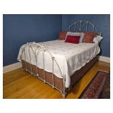 Vintage White Cast Metal Queen Size Bed Frame