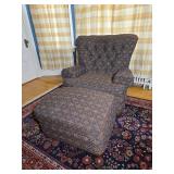 Traditional Tufted Wingback Armchair with Matching Ottoman