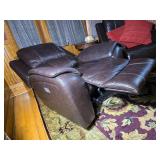 Power Reclining Brown Leather Armchair by Timberland Co Ltd - A