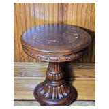Traditional Round Carved Pedestal Accent Table