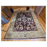 Large Traditional Hand Knotted Wool Area Rug Burgundy Field