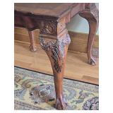 Ornate Carved Wood Accent Table with Cabriole Legs and Claw Feet