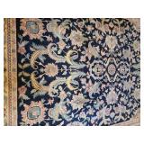 Large Hand Knotted Persian Style Wool Area Rug - Black Field