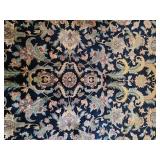 Large Hand Knotted Persian Style Wool Area Rug - Black Field