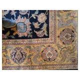 Large Hand Knotted Persian Style Wool Area Rug - Black Field