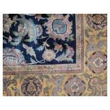 Large Hand Knotted Persian Style Wool Area Rug - Black Field