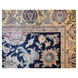 Large Hand Knotted Persian Style Wool Area Rug - Black Field