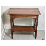 Antique Wood Console Table with Lower Shelf