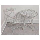 White Metal Bistro Table and Chair Set