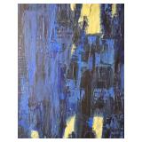 Contemporary Blue Abstract Acrylic Painting on Canvas