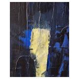 Contemporary Blue Abstract Acrylic Painting on Canvas