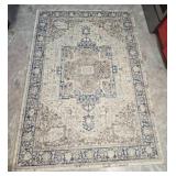 Large Vintage Style Blue and Ivory Medallion Area Rug